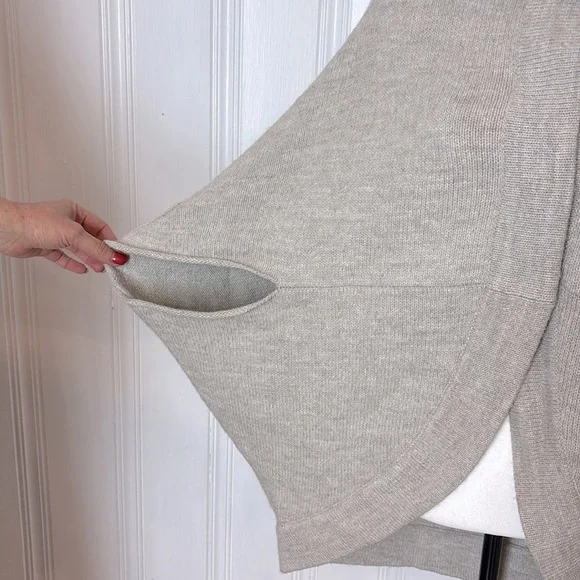 Light Beige Convertible Turtleneck Poncho Sweater/cardigan - Picture 6 of 13